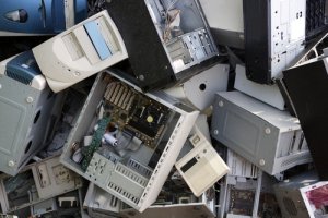 Image of old technology in a pile
