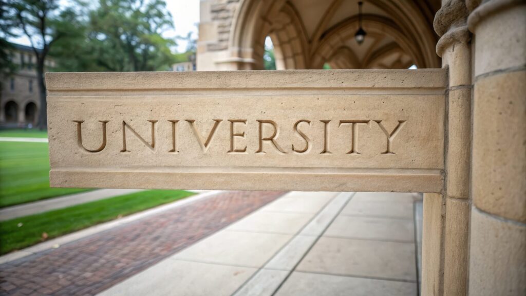 Sign showing University on Campus
