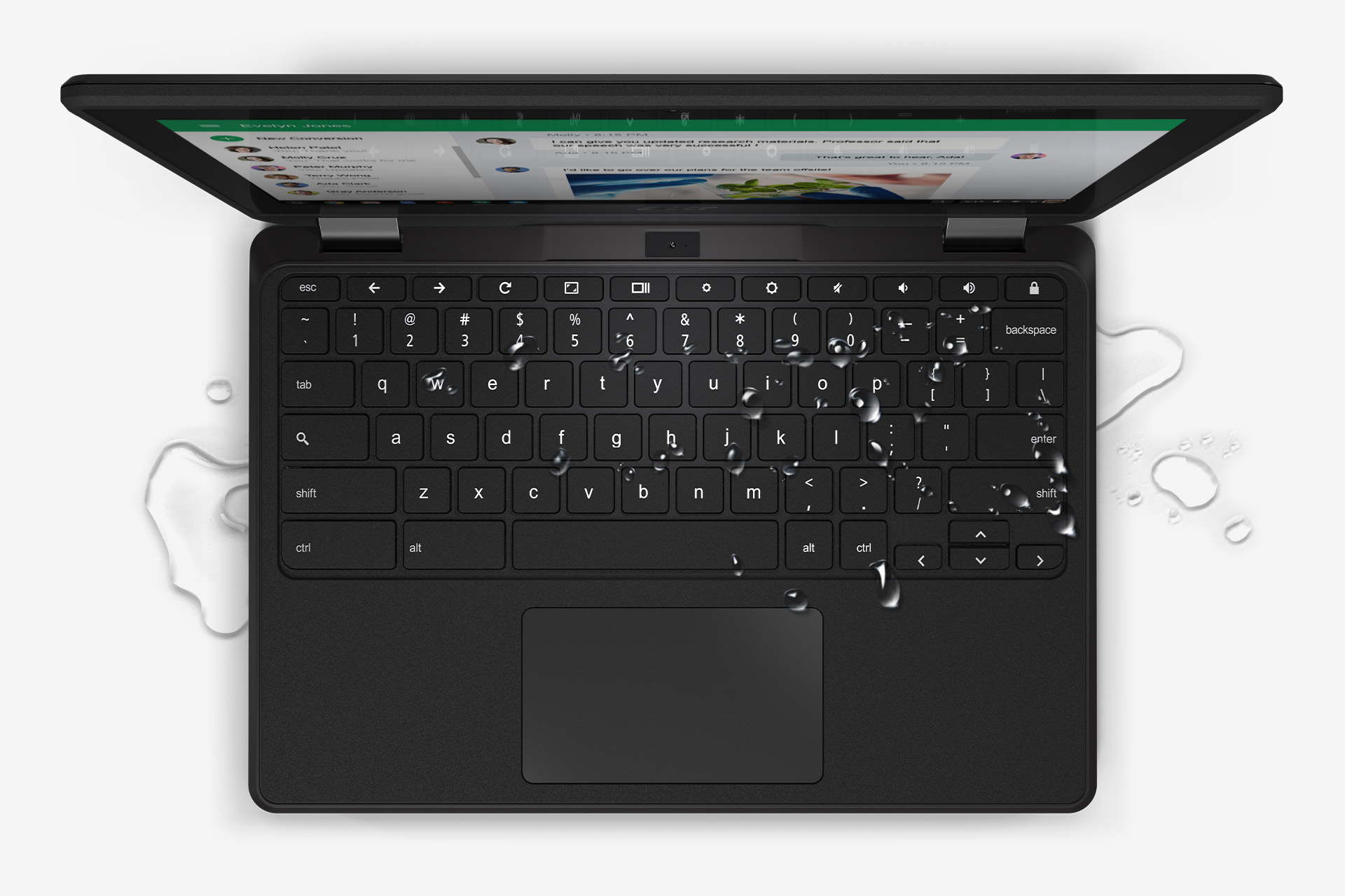 Image of Acer Chromebook showing spill resistance