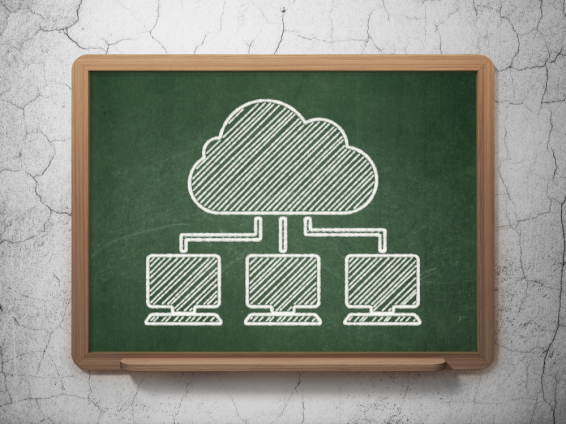 Image of a chalkboard showing cloud computing