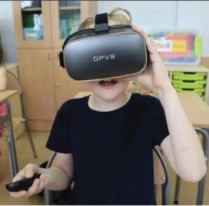 Student using Virtual Reality Hardware