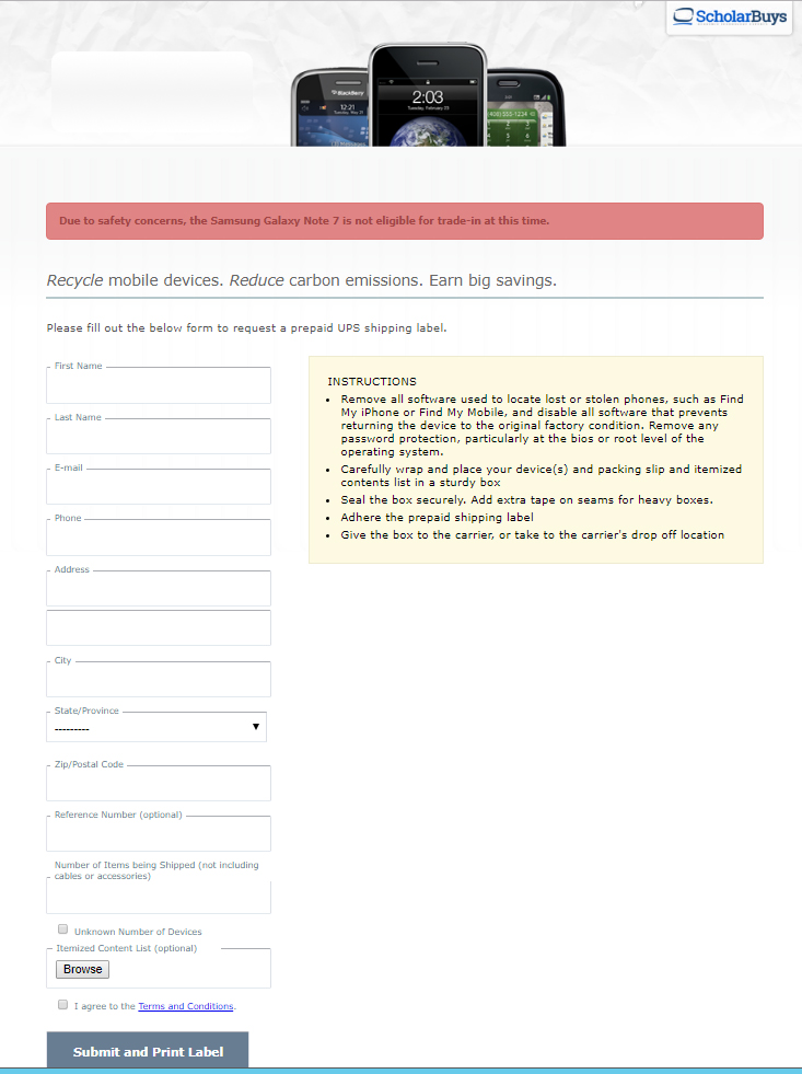 Image of ScholarBuys Buyback request form