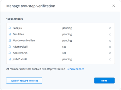 Image showcasing Dropbox two-step verification feature
