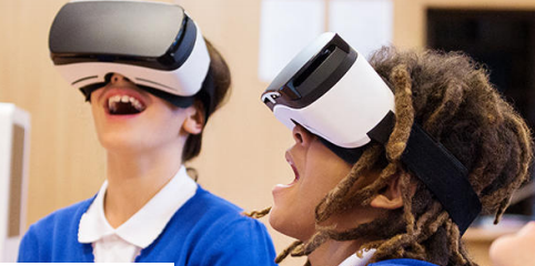 Image of students using virtual reality headsets